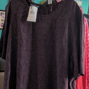 Carole Little Retro Rose Blouse with White Dots